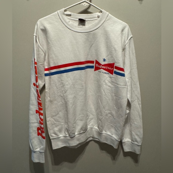 Junk Food Clothing Crewneck with Red and Blue Details Budweiser XS Oversized - Picture 1 of 5